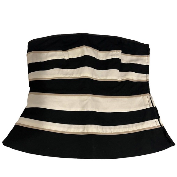 White House Black Market WHBM NWT Strapless Black & Cream Bustier Top - Size 2 - Picture 1 of 7